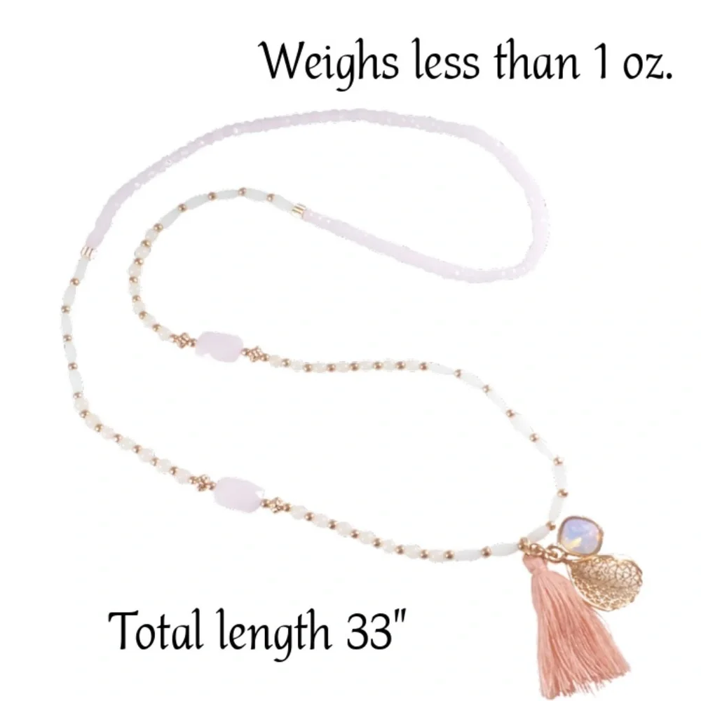 Stretch Tassel Beaded Necklace/Bracelet - Pink - Picture 3 of 4